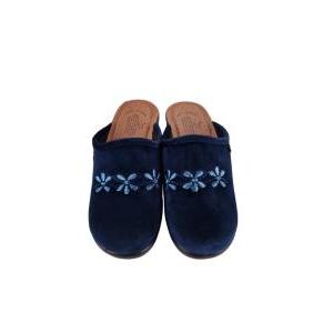 Pantofole donna blu ricamo blu