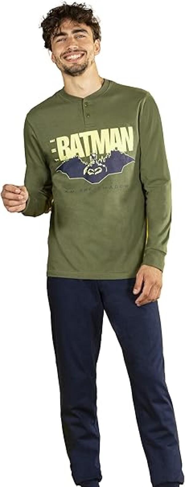 Pigiama in cotone jersey da uomo Batman verde