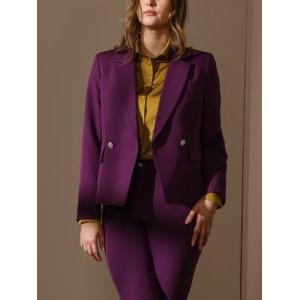 Tailleur clic cady 2 bottoni gioiello giacca e pant viola