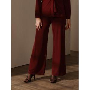 Pantalone cady palazzo con fusciacca vita bordeaux