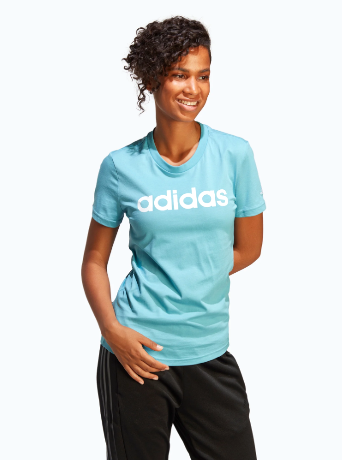 T-shirt in cotone donna Adidas celeste