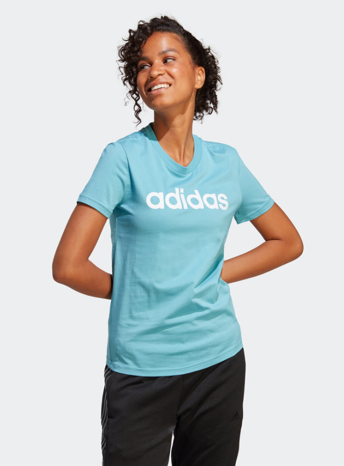 T-shirt in cotone donna Adidas celeste