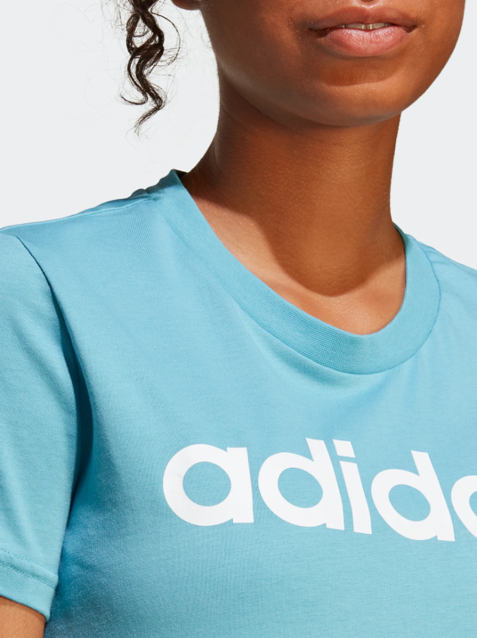 T-shirt in cotone donna Adidas celeste