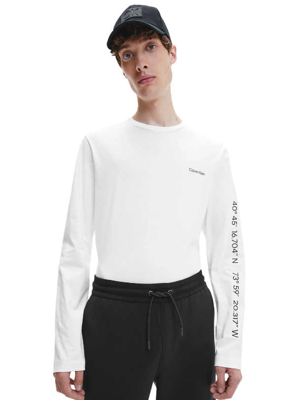 Maglia manica lunga in cotone da uomo Calvin Klein