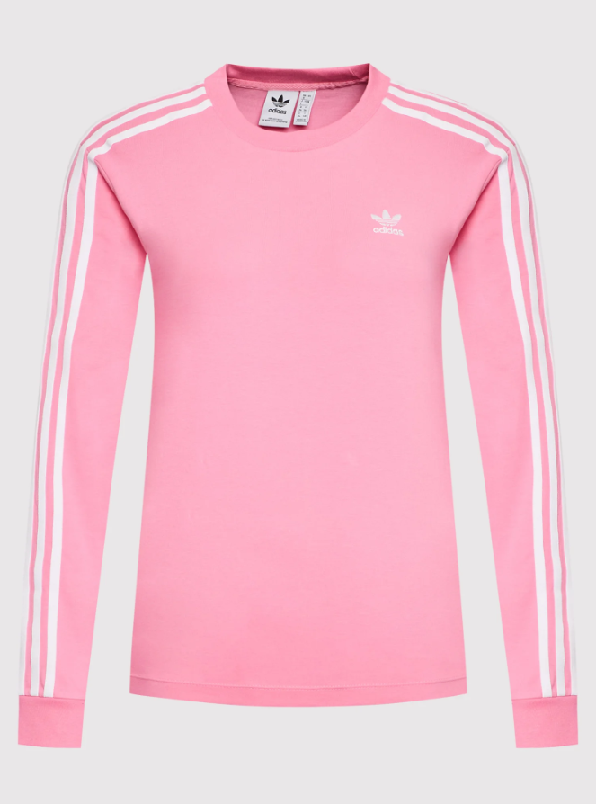 Maglia manica lunga in cotone da donna Adidas rosa