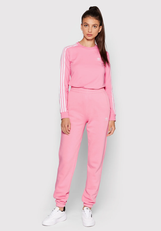 Maglia manica lunga in cotone da donna Adidas rosa