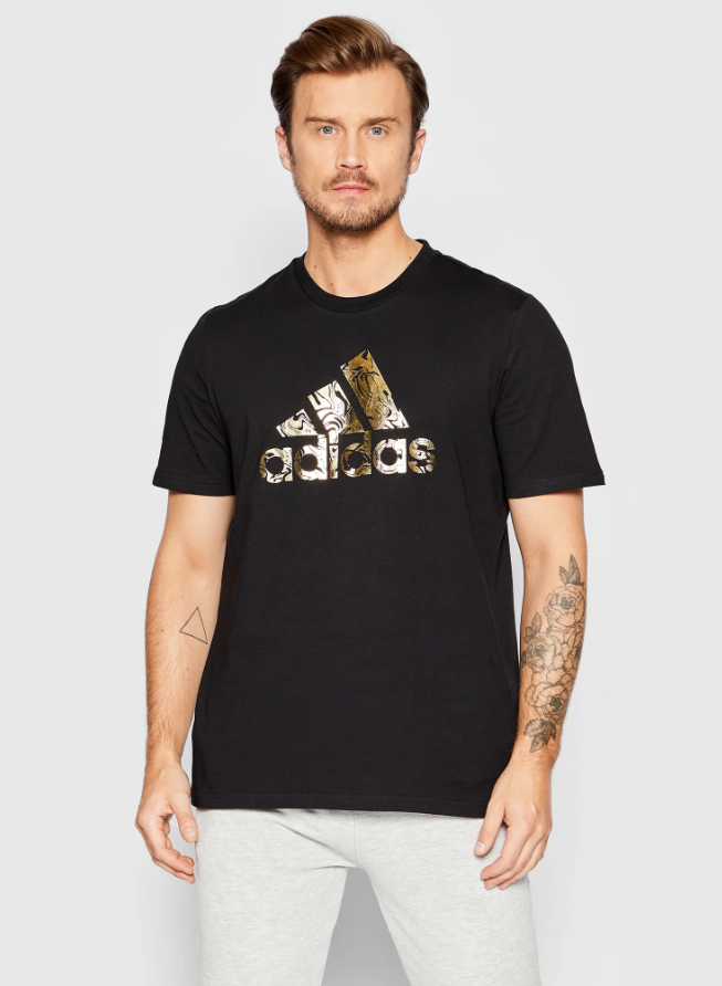 T-shirt mezza manica uomo Adidas logo oro