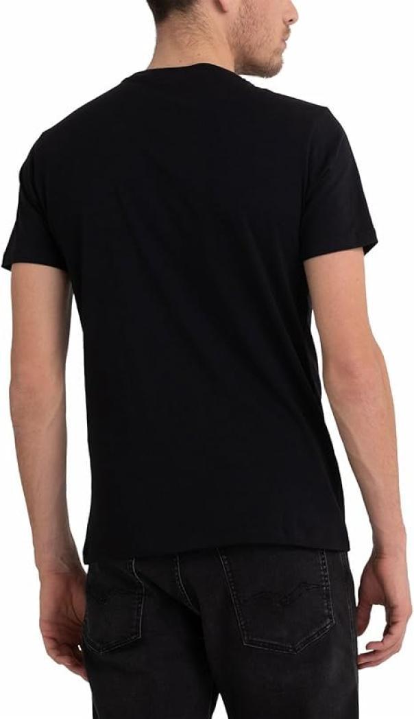 T-shirt uomo in cotone Replay nero