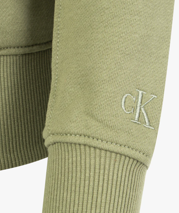 Felpa con cappuccio cotone jersey Calvin Klein donna verde oliva