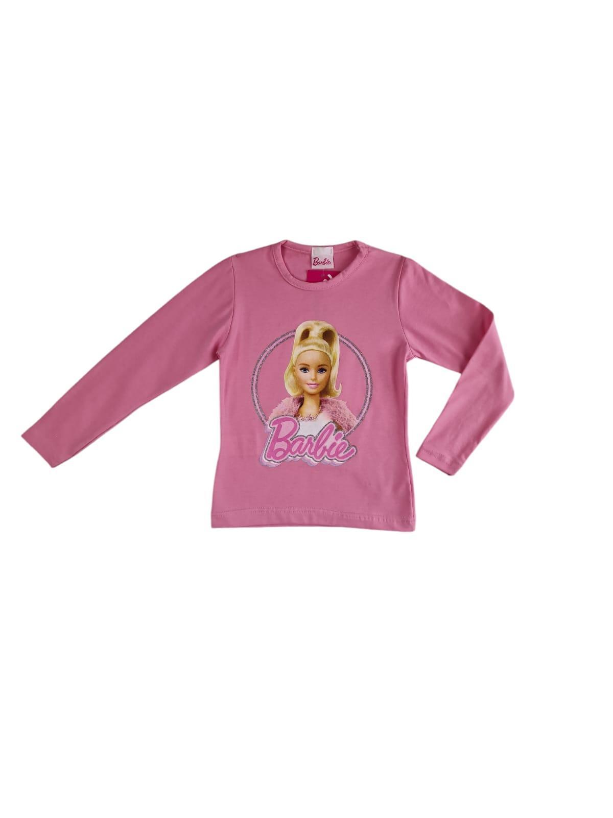 Maglia manica lunga in cotone interlock Barbie da bambina