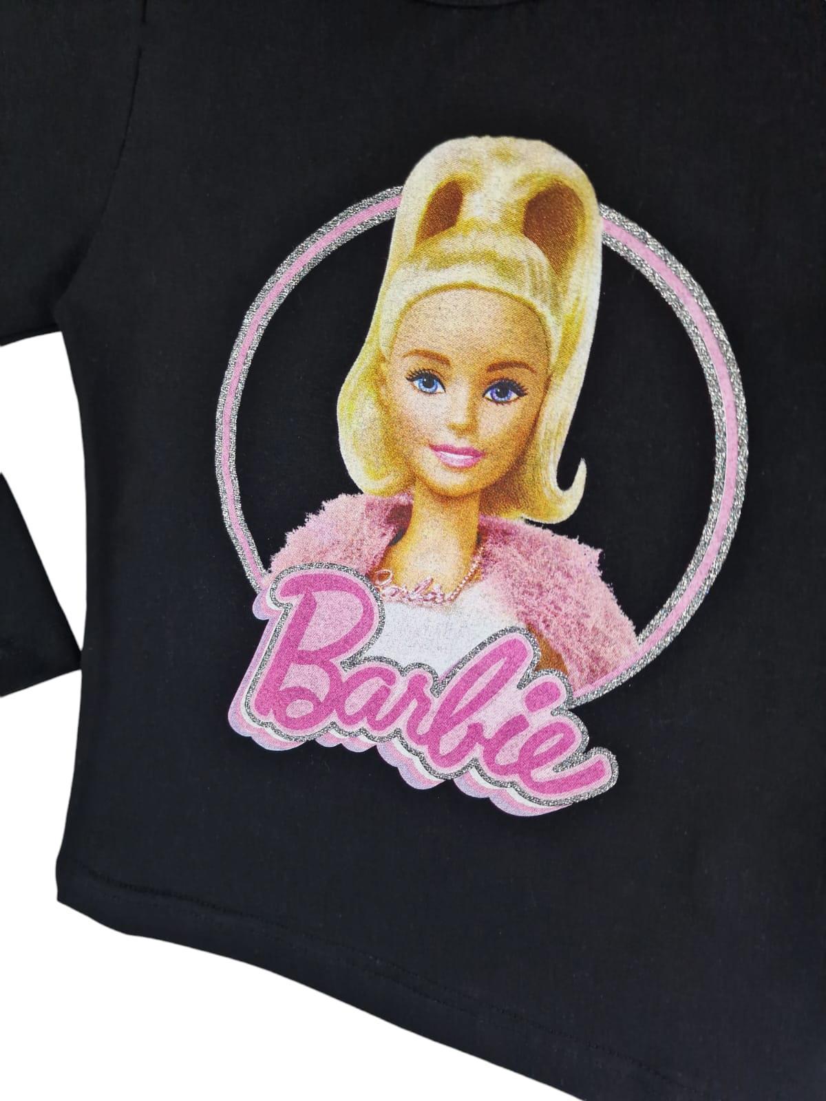 Maglia manica lunga in cotone interlock Barbie da bambina