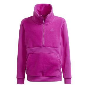 Felpa mezza zip in pile  junior fucsia