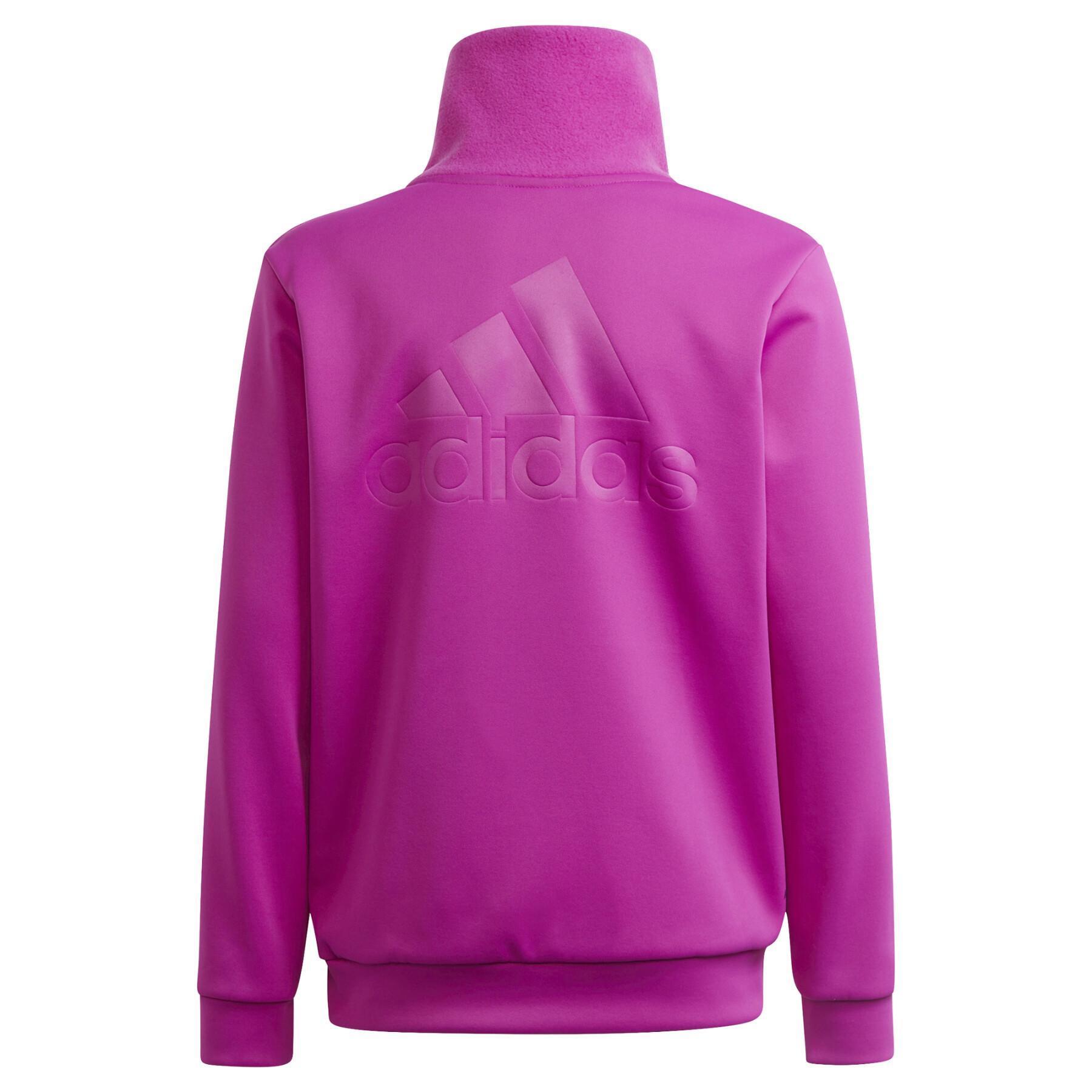 Felpa mezza zip in pile Adidas junior fucsia