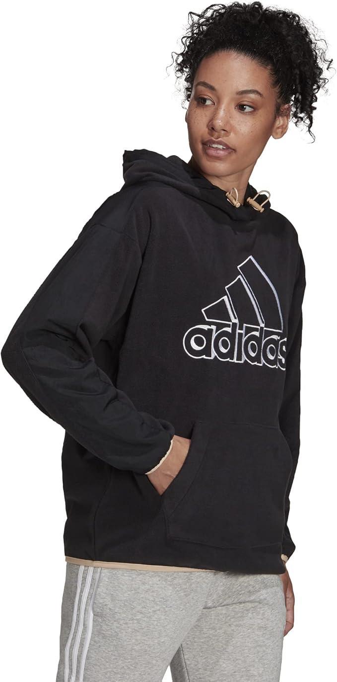 Felpa in pile Adidas da donna nero