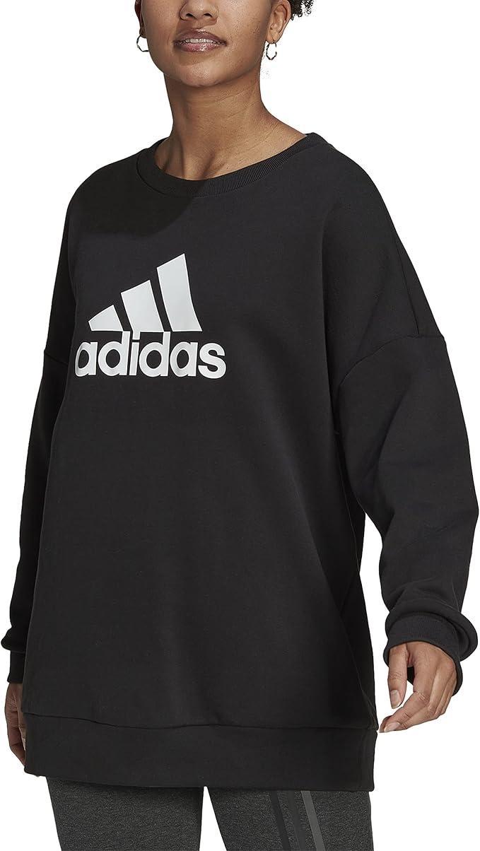 Felpa girocollo in cotone garzato da donna Adidas