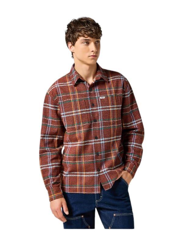 Camicia manica lunga da uomo Wrangler bordeaux