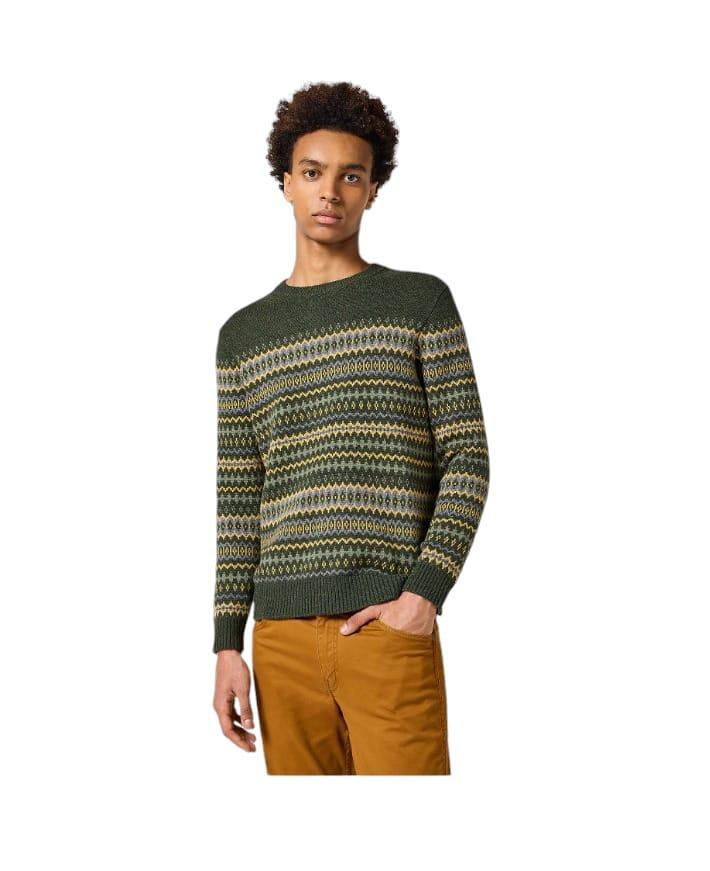 Maglione uomo in misto lana Wrangler verde