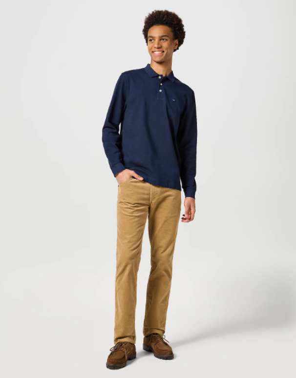 Polo manica lunga in cotone Wrangler blu