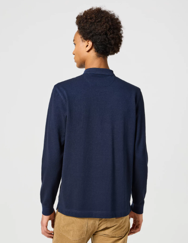 Polo manica lunga in cotone Wrangler blu