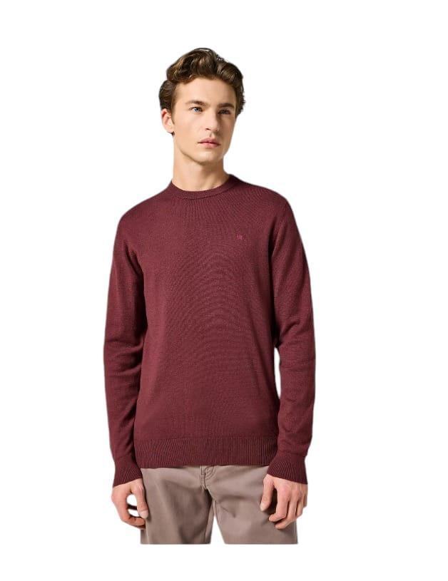 Maglioncino girocollo Wrangler bordeaux da uomo