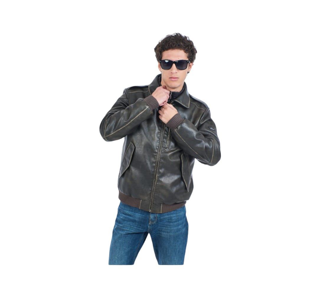 Giubbino da uomo in similpelle bomber Yes Zee moro