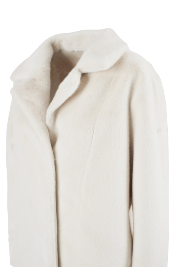 Cappotto lungo donna modello Teddy Yes Zee bianco