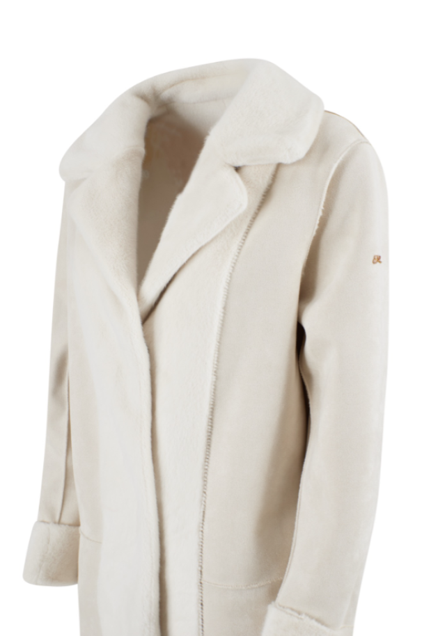 Cappotto lungo donna modello Teddy Yes Zee bianco