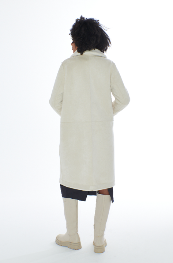 Cappotto lungo donna modello Teddy Yes Zee bianco