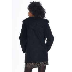 Cappotto lungo donna modello teddy reversibile  nero