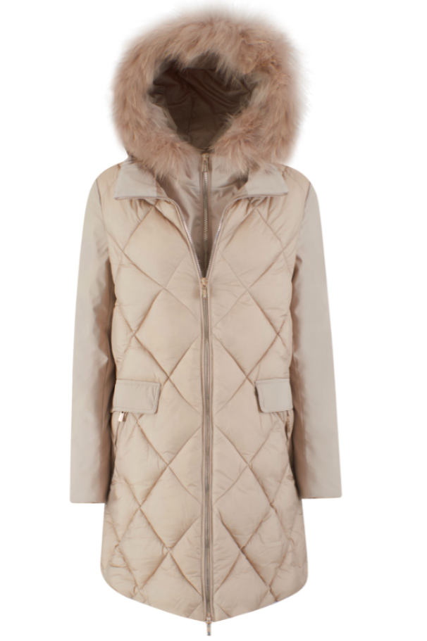 Piumino Yes Zee donna con cappuccio beige