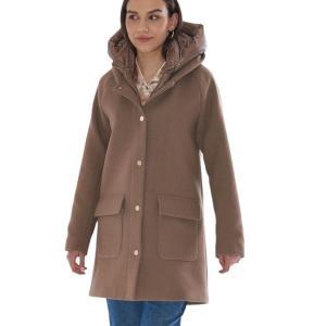 Cappotto in misto lana donna con interno trapuntato  marrone