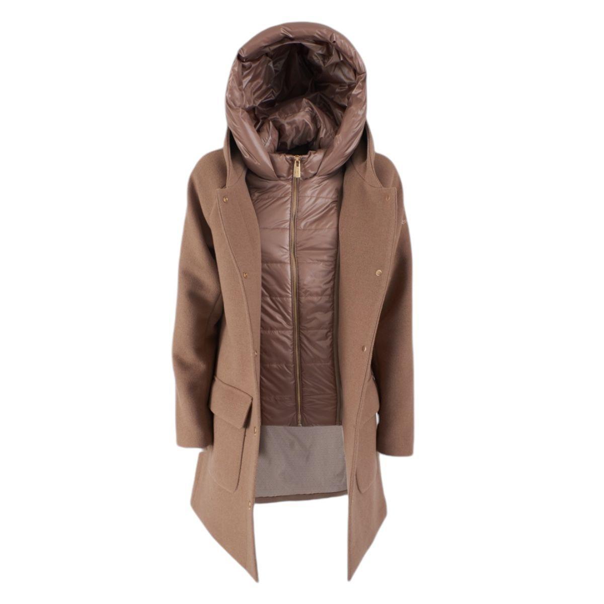 Cappotto in misto lana donna con interno trapuntato Yes Zee marrone