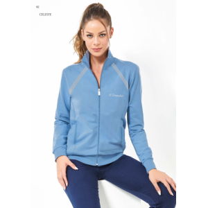 Tuta donna  garzata full zip riga lurex cucitura manica raglan celeste