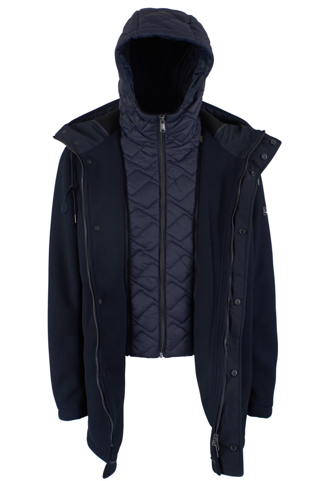  Cappotto uomo in maglia con finto gilet Yes Zee blu