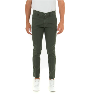 Chinos elasticizzato operato slim verde militare