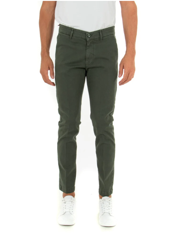 gz9 chinos elasticizzato operato slim verde militare - foto 1