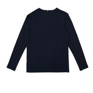 Maglia girocollo in cotone junior tommy hilfiger blu notte