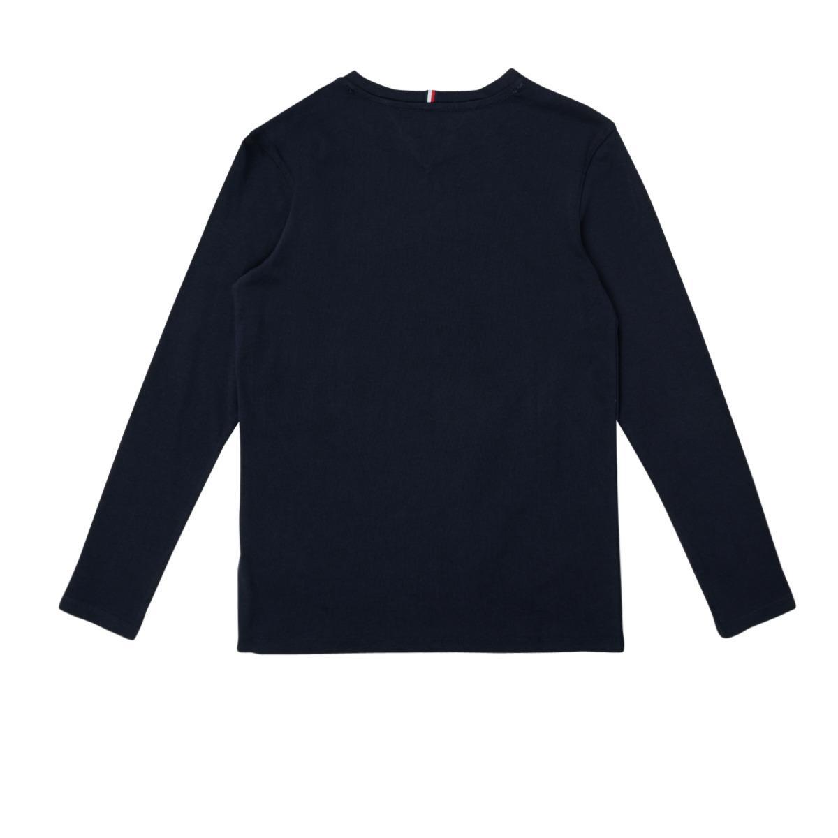 Maglia girocollo in cotone junior Tommy Hilfiger blu notte