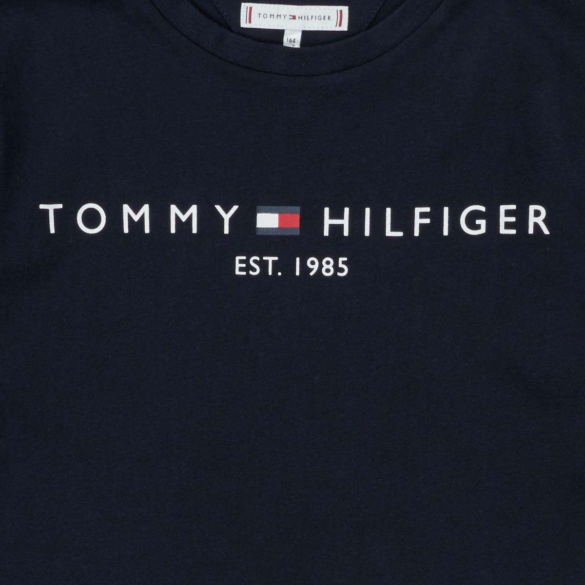 Maglia girocollo in cotone junior Tommy Hilfiger blu notte