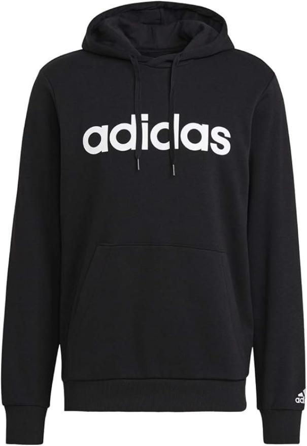 Felpa con cappuccio uomo cotone garzato Adidas nero