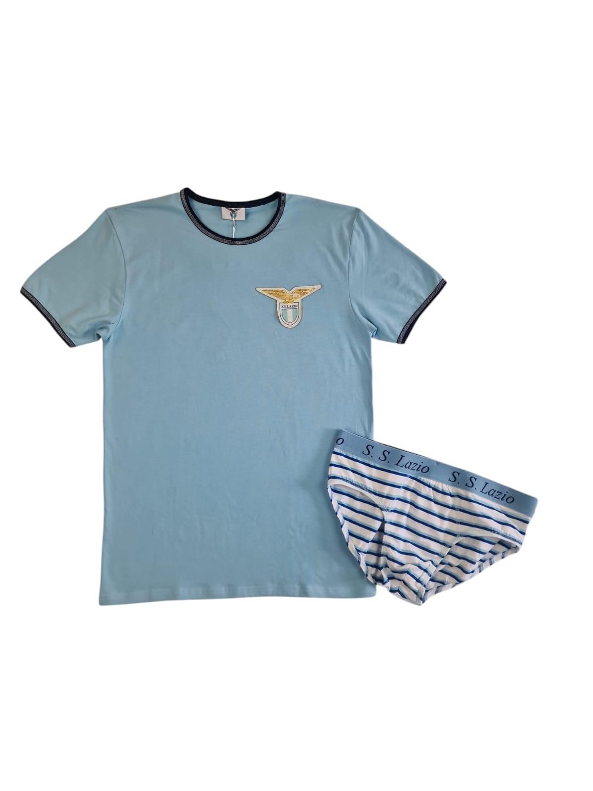 Completo intimo uomo t-shirt e slip compatibile con Lazio