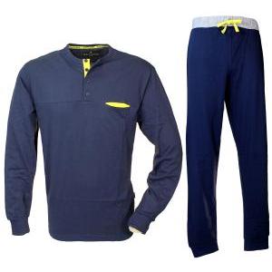 Pigiama uomo  manica lunga cotone jersey blu