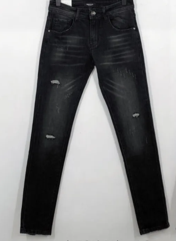 andrea falco jeans uomo strappato slim nero - foto 1