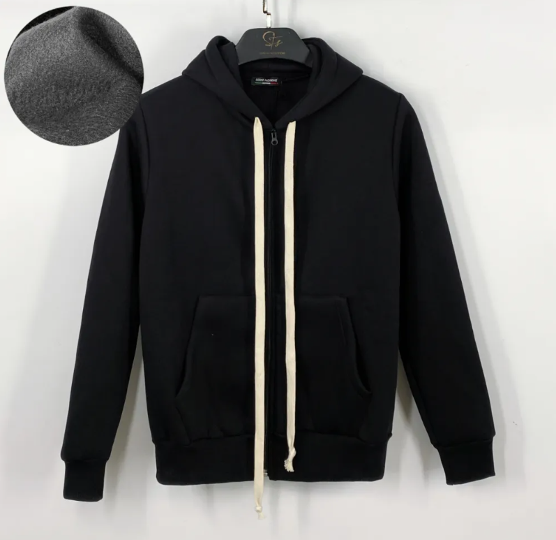 soni homme felpa cappuccio full zip con lacci lunghi nero - foto 1