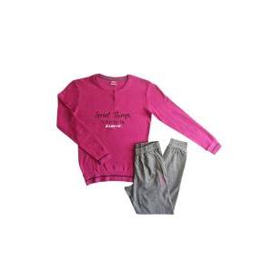 Pigiama da donna in cotone interlock compatibile con lotto fucsia