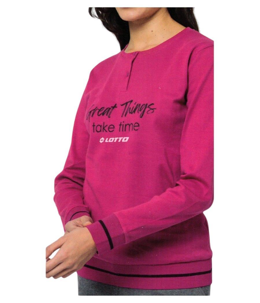 Pigiama da donna in cotone interlock Lotto fucsia