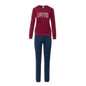 Pigiama da donna in cotone interlock lotto bordeaux