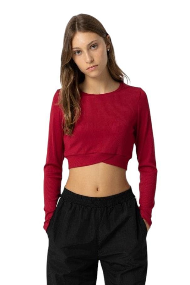 Maglietta crop ragazza Tiffosi magenta