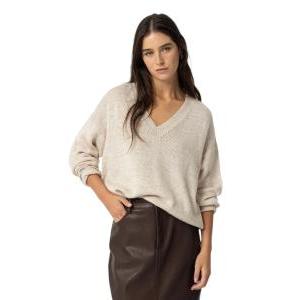 Maglione scollo a v donna  beige