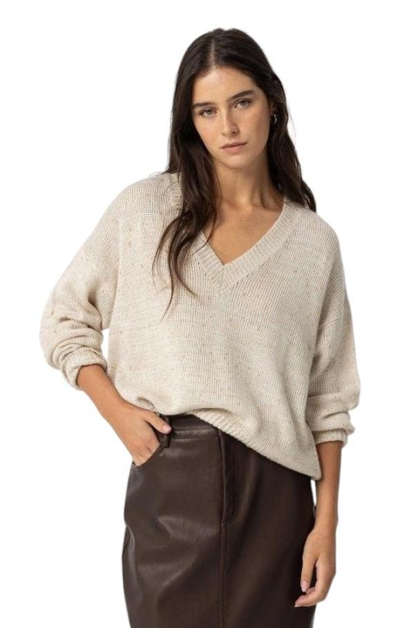 Maglione scollo a V donna Tiffosi beige